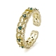 Rack Plating Brass Micro Pave Cubic Zirconia Open Cuff Rings RJEW-K257-05G-1