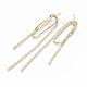 Brass Chain Tassel Earrings KK-T062-40G-NF-3