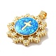 Rack Plating Brass Micro Pave Cubic Zirconia with Synthetic Opal Pendants KK-D088-05G-3