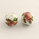 Perles rondes en verre avec motif de fleurs X-GFB-R002-14mm-01-1