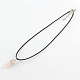 Natural Rose Quartz Pendant Necklaces with Waxed Cord NJEW-R230-04-2