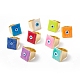 Square Enamel with Evil Eye Wide Band Finger Rings RJEW-A014-02G-M-1