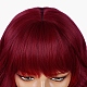 ショートカーリーボブウィッグ  合成かつら  前髪あり  耐熱高温繊維  女性のために  赤ミディアム紫  13.77インチ（35cm） OHAR-I019-10A-4