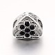 Heart Antique Silver Plated Alloy Rhinestone European Large Hole Beads CPDL-M014-04-4