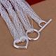 Popular Silver Plated Brass Heat Multi-strand Cable Chain Necklaces NJEW-BB12677-3