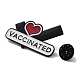 医療トピックス 単語 ワクチン接種 心臓 亜鉛合金 ブローチ  エナメルピン  ホワイト  26x39x1.5mm JEWB-Z021-01C-3