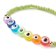 Bracelets extensibles en perles de verre et mauvais œil en résine et laiton pour femme BJEW-JB09271-5