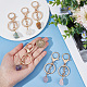 Nbeads 6Pcs 6 Styles Nuggets Natural Gemstone Wire Wrapped Keychain Key Ring KEYC-NB0001-50-3