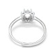 925 componentes de anillo de dedo de garra de diamante de imitación de plata esterlina STER-E061-31P-4