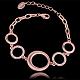 Real Rose Gold Plated Tin Alloy Czech Rhinestone Ring Link Bracelets BJEW-BB10105-2