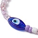 Lampwork mauvais œil et bracelet de perles tressées en graines de verre BJEW-JB09706-4