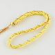 女性の染めた羽編みのスエードコードのヘッドバンド  鉄チェーン  ゴールドカラー  シャンパンイエロー  520x7mm OHAR-R185-04-4