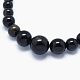 Natural Obsidian Graduated Beads Necklaces and Bracelets Jewelry Sets SJEW-L132-07-3