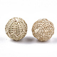 Handgefertigte geflochtene Perlen aus Rohrgeflecht / Rattan WOVE-T006-106-2