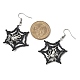 Тематика хэллоуина паутина с пауком серьги ручной работы из стеклянных бусин EJEW-MZ00481-01-4