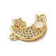 Eco-Friendly Rack Plating Brass Micro Pave Clear Cubic Zirconia Connector Charms KK-F853-28G-3