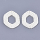 アクリルパーツ  模造ラタン編み風  六角  乳白色  47.5x40.5x4mm  穴：1.5mm OACR-T010-01C-2