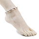 Fußkettchen aus geflochtenen Perlen aus Naturmuschel mit synthetischen türkisfarbenen Perlen AJEW-AN00561-02-4