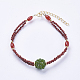 Bracelets à perles rouges et jaspe naturelles BJEW-I247-01-C-1