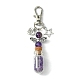 Glass Wishing Bottle with Natural Amethyst inside Pendant Decorations HJEW-JM01741-05-1