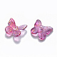 Two Tone Transparent Spray Painted Glass Charms GLAA-T016-22A-2