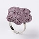 Adjustable Star Lava Rock Gemstone Finger Rings RJEW-I007-01-1