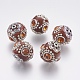 Handmade Polymer Clay Rhinestone Indonesia Beads CLAY-G001-8F-1