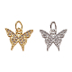 CHGCRAFT 4pcs Butterfly Brass Micro Pave Clear Cubic Zirconia Charms Platinum and Golden Pendants with Jump Ring for DIY Jewelry Makings ZIRC-CA0001-02-1