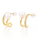 Natural Pearl Stud Earrings with Cubic Zirconia PEAR-N017-06C-2