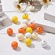 160Pcs 4 Colors Farmhouse Country and Rustic Style Painted Natural Wood Beads WOOD-LS0001-01L-4