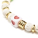 Heart Pattern & Heishi Beads Stretch Bracelets for Women BJEW-JB07191-4