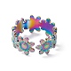 Placage ionique (ip) 304 anneau en acier inoxydable fleur wrap anneau de manchette ouvert pour les femmes RJEW-C045-17M-3