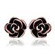 Romantic Flower Real Rose Gold Plated Tin Alloy Enamel Ear Studs For Women EJEW-BB13377-1
