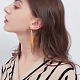 8 Paar Ohrhänger aus zweifarbigem Kunstharz und Walnussholz mit Eisenstiften EJEW-AB00030-5