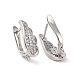 Rack Plating Brass Micro Pave Cubic Zirconia Hoop Earring Findings with Latch Back Closure ZIRC-C039-08P-1