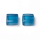 モザイクガラスタイル  染色正方形片  家の装飾やdiyの工芸品  スチールブルー  9.5x9.5x4~4.5mm  約300個/袋 GLAA-D091-08-2