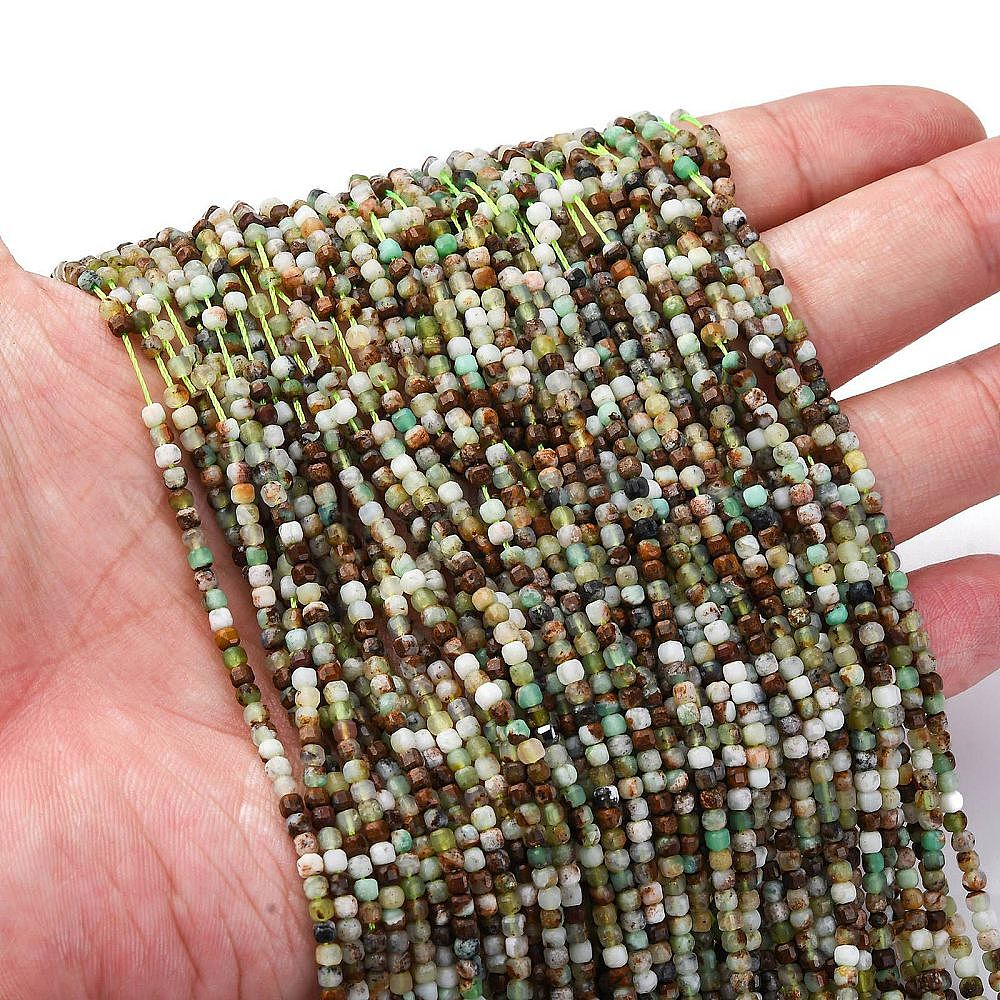 Lot De 30 Perles Pierre Chrysoprase Rocailles Chips 5-10mm - Vert Turquoise Blanc, Marque Homemade