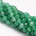 Natürliche grüne Onyx Achat Perlen Stränge, Runde, gefärbt, facettiert, Meergrün, 8 mm, Bohrung: 1 mm, ca. 51 Stk. / Strang, 15.75 Zoll