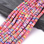 Flat Round Eco-Friendly Handmade Polymer Clay Beads, Disc Heishi Beads for Hawaiian Earring Bracelet Necklace Jewelry Making, Mixed Color, 6x1mm, Hole: 2mm, about 380~400pcs/strand, 17.7 inch