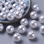 Perles acryliques en perles d'imitation, ronde, blanc, 20mm, Trou: 2mm, environ 120 pcs/500 g