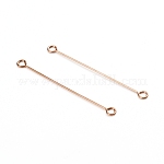Ion Plating(IP) 304 Stainless Steel Eye Pins, Double Sided Eye Pins, Rose Gold, 36x0.6mm, Hole: 1.5mm