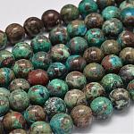 Ágata natural teñida / jaspe oceánico redondo perlas de cuentas, verde mar claro, 10mm, agujero: 1 mm, aproximamente 40 pcs / cadena, 15.7 pulgada