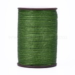 Плоская вощеная нить, микро шнур макраме, для шитья кожи, темно-оливковый зеленый, 0.8 мм, около 109.36 ярда (100 м) / рулон