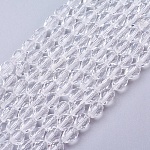 Glass Beads Strands, Crystal Suncatcher, Faceted, teardrop, Clear, about 7mm long, 5mm thick, hole: 1.5mm, about 69pcs/strand