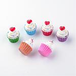 Harzanhänger, mit  eisernem Zubehör, kantille, Cupcake, Mischfarbe, 30~32x23~24 mm, Bohrung: 2 mm