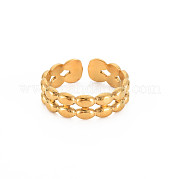 Ионное покрытие (ip) 304 овальное кольцо из нержавеющей стали с открытой манжетой для женщин RJEW-S405-163G