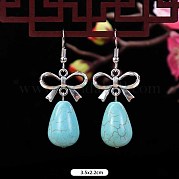 Серьги-капли из синтетической бирюзы и сплава WG2299-22