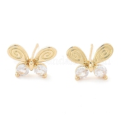 Серьги-гвоздики в форме бабочки из латуни EJEW-Q800-25KCG