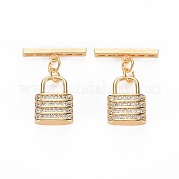 Brass Micro Pave Clear Cubic Zirconia Toggle Clasps KK-S356-724