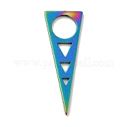 イオンメッキ201ステンレス鋼ペンダント  三角形のチャーム  虹色  22x8x1mm  穴：5mm STAS-A066-19M